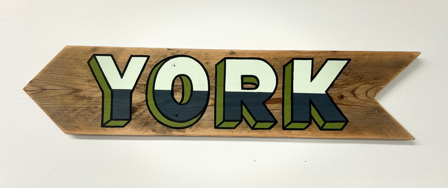YORK 2-Tone Pine Fence Sign by Pierce Smith