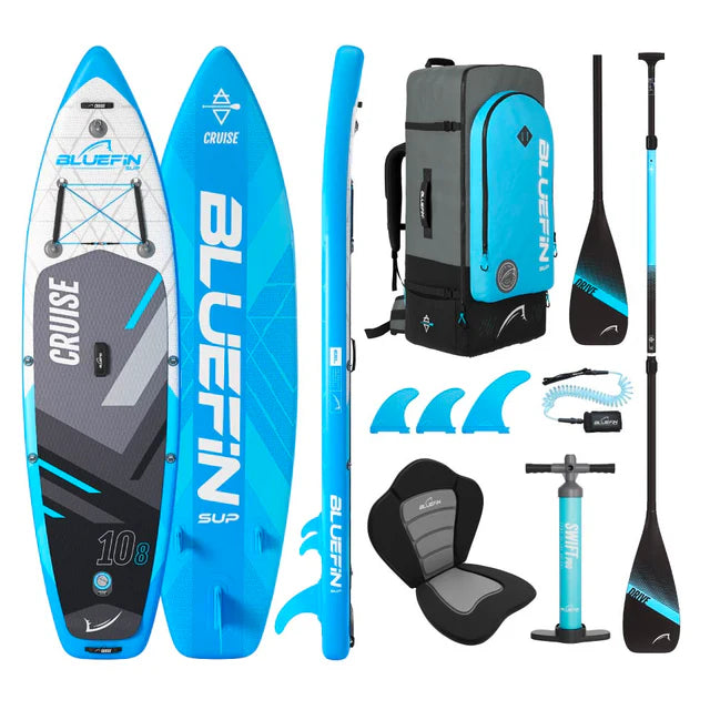 BlueFin Cruise 10’8” Stand-up Paddle Board with SUP Paddle, Pump, Seat, and Leash