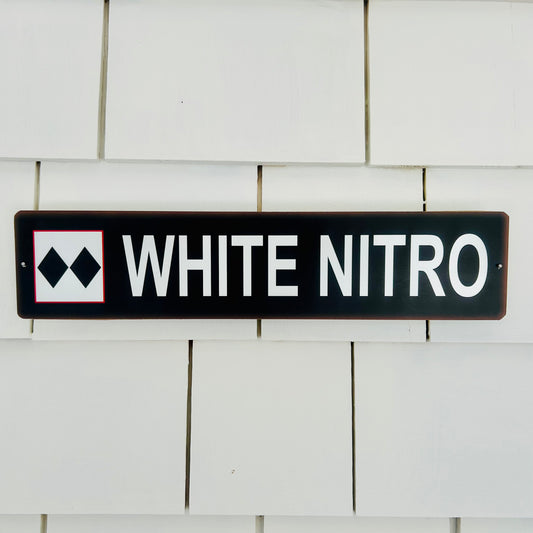 Sugarloaf White Nitro Ski Trail Sign | Double Black Diamond Motif