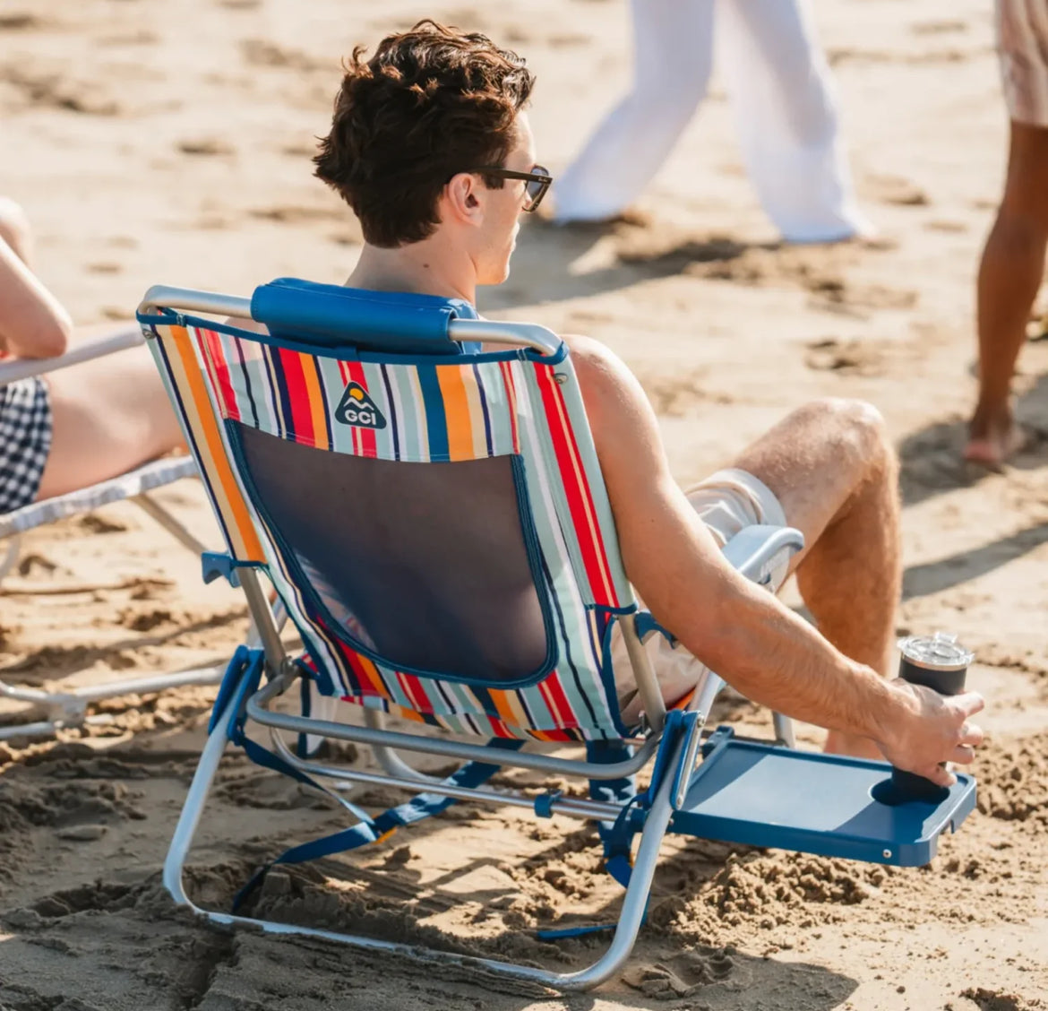 GCI Big Surf Beach Chair with Slide-out Table (Tray)