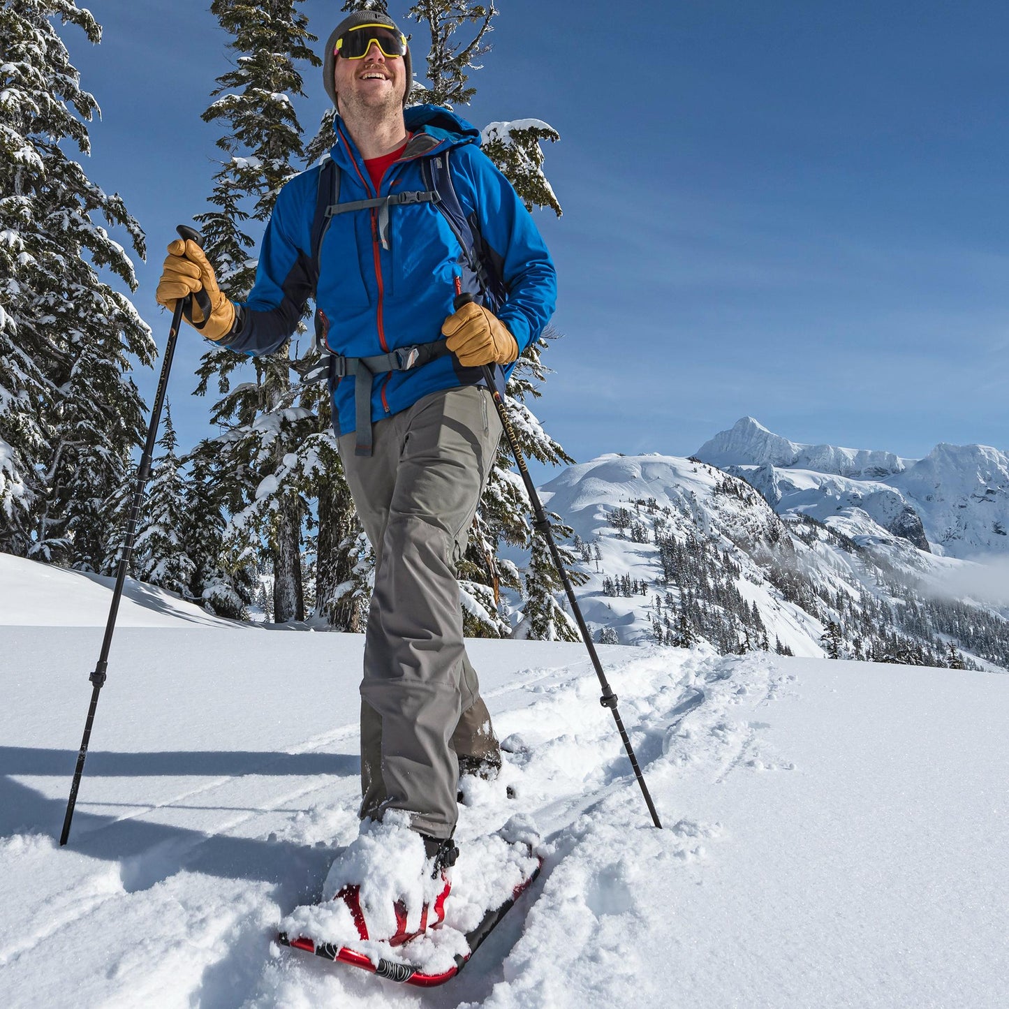 3 Piece Adjustable Trekking Poles for Snowshoeing, Skiing, Hiking, and Walking