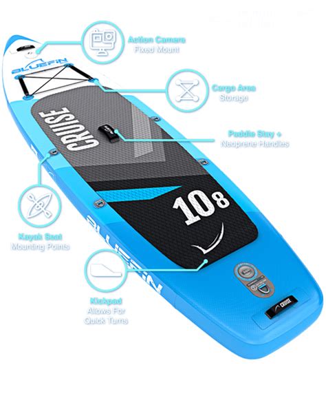 BlueFin Cruise 10’8” Stand-up Paddle Board with SUP Paddle, Pump, Seat, and Leash