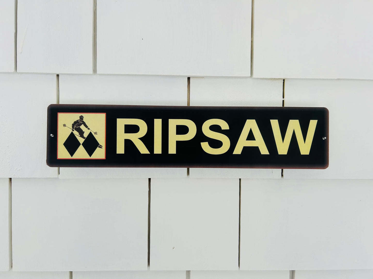 Loon Mountain Ripsaw Ski Trail Sign | Skier with Double Black Diamond Motif