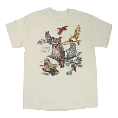 Liberty Graphics Field Guide to Owls Tee for Raising Donations to The Wildlife Center