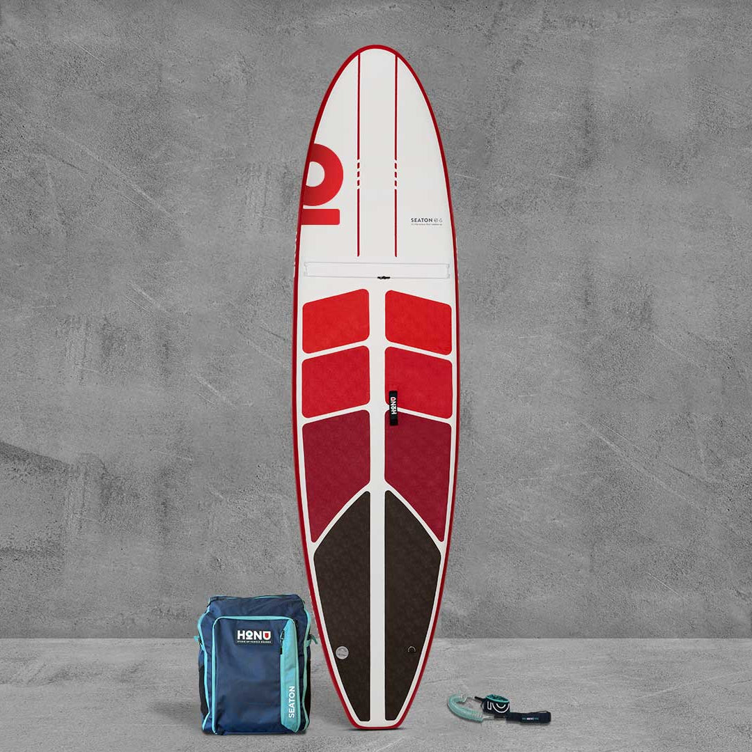 Honu Seaton 11'0 Stand Up Inflatable Paddleboard Red Coral with Carrying Bag and Leash