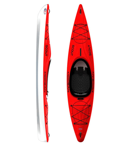 The Scout Touring Kayak (red color) made by Mocean Kayaks and Canoes