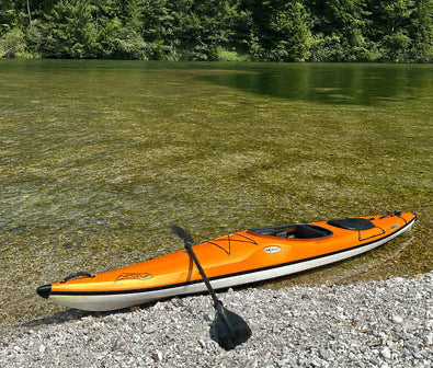 Orange ABS touring kayak by Prijon