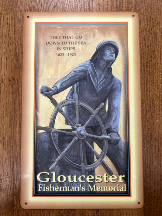 Gloucester Fisherman’s Memorial tin sign souvenir